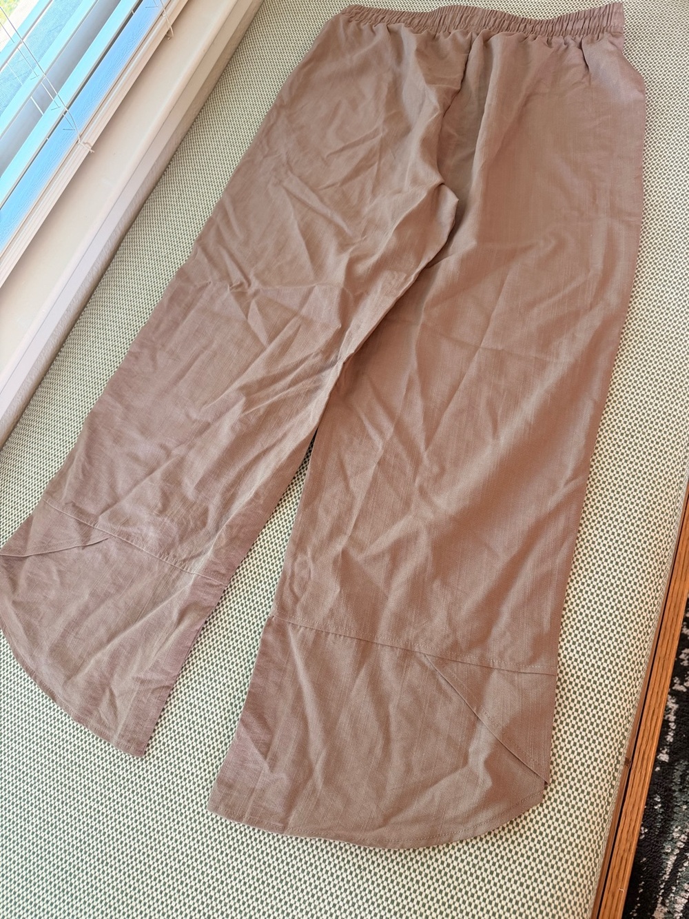 Wide-Leg Drawstring Pants Tulip Hem in Beige #335 - Picture 7 of 16